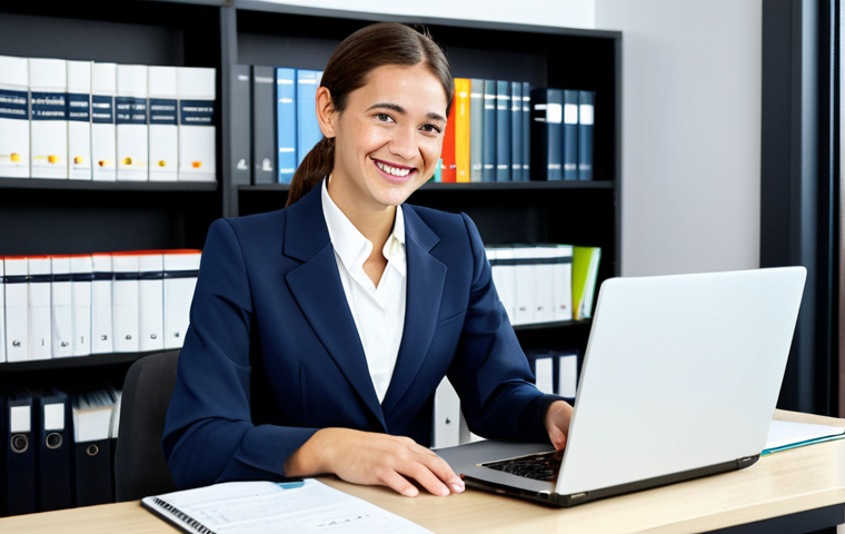 외국어 자격증 관련 세부 연봉 조사 - Professional Linguist in a Modern Office**
A young, professional woman, fully clothed in a stylish ...