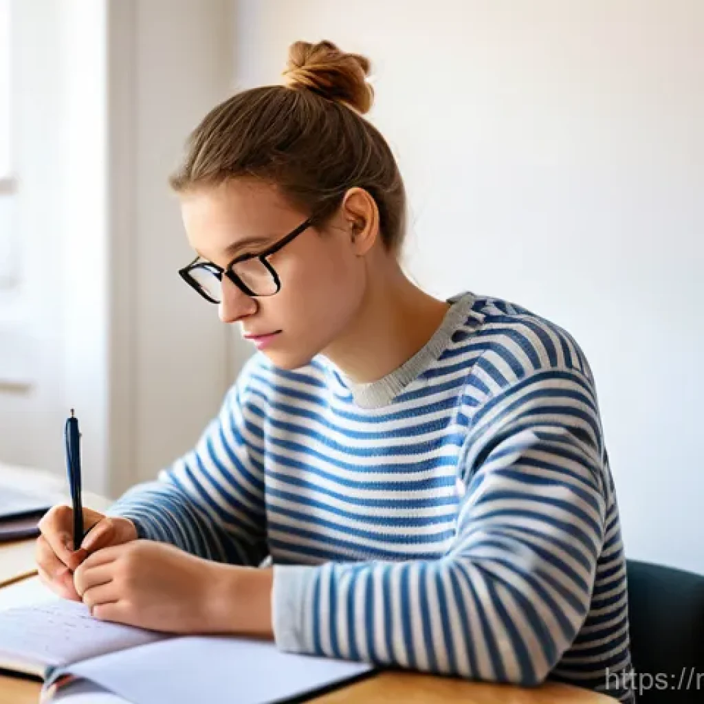 DELF 시험 후기 및 팁 모음 - "A focused young adult, a Dutch student approximately 20 years old, diligently studying in a bright,...