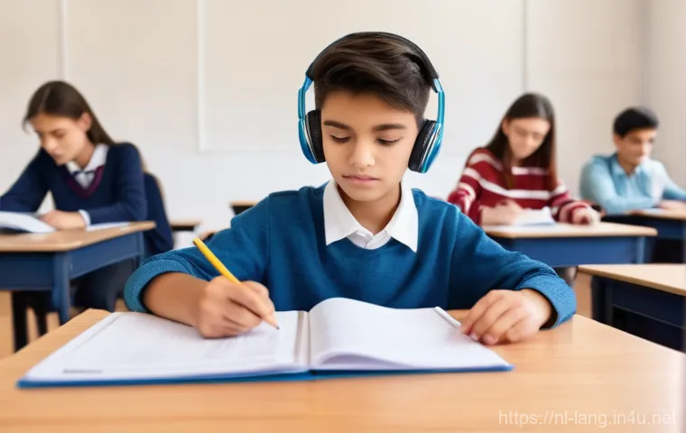 DELF 듣기 시험 팁 - **"Focused French Listener: A Cozy Immersion Session"**
    A young adult, approximately 18 years ol...