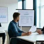독일어 자격증으로 독일 취업 성공 사례 - A professional German workplace scene showing a diverse group of young adults in business casual att...